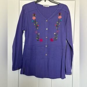 Embroidered Designs Cotton Blouse Handcrafted in Guatemala Size Small